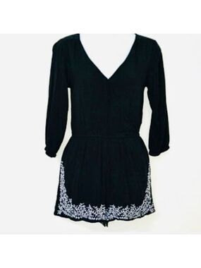 Aeropostale by Bethany Mota Black Embroidered Romper